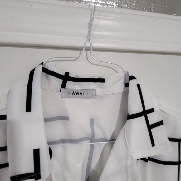 Black and White Mid-century Modern 60s shirt Retro. - Picture 2 of 2